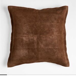Crate & Barrel Hyde Pieced Suede 23"x23" Brown Throw Pillow